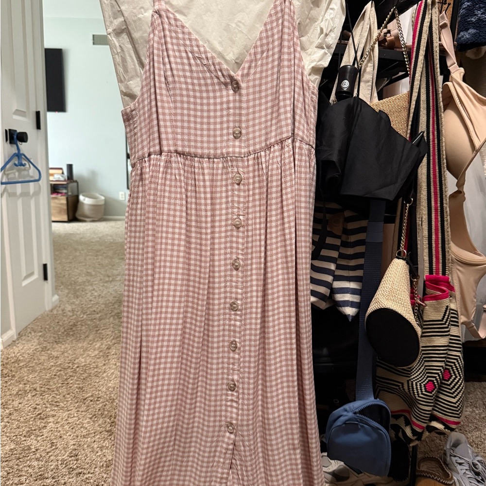 Gentle Fawn Pink Checkered Midi Dress
